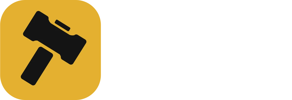 Previous Sledge logo — flat amber tile with the sledgehammer cutout